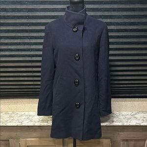 Fleurette Women’s Navy Blue Wool/ Cashmere Blend‎ Dawn Stand Collar Car Coat 12